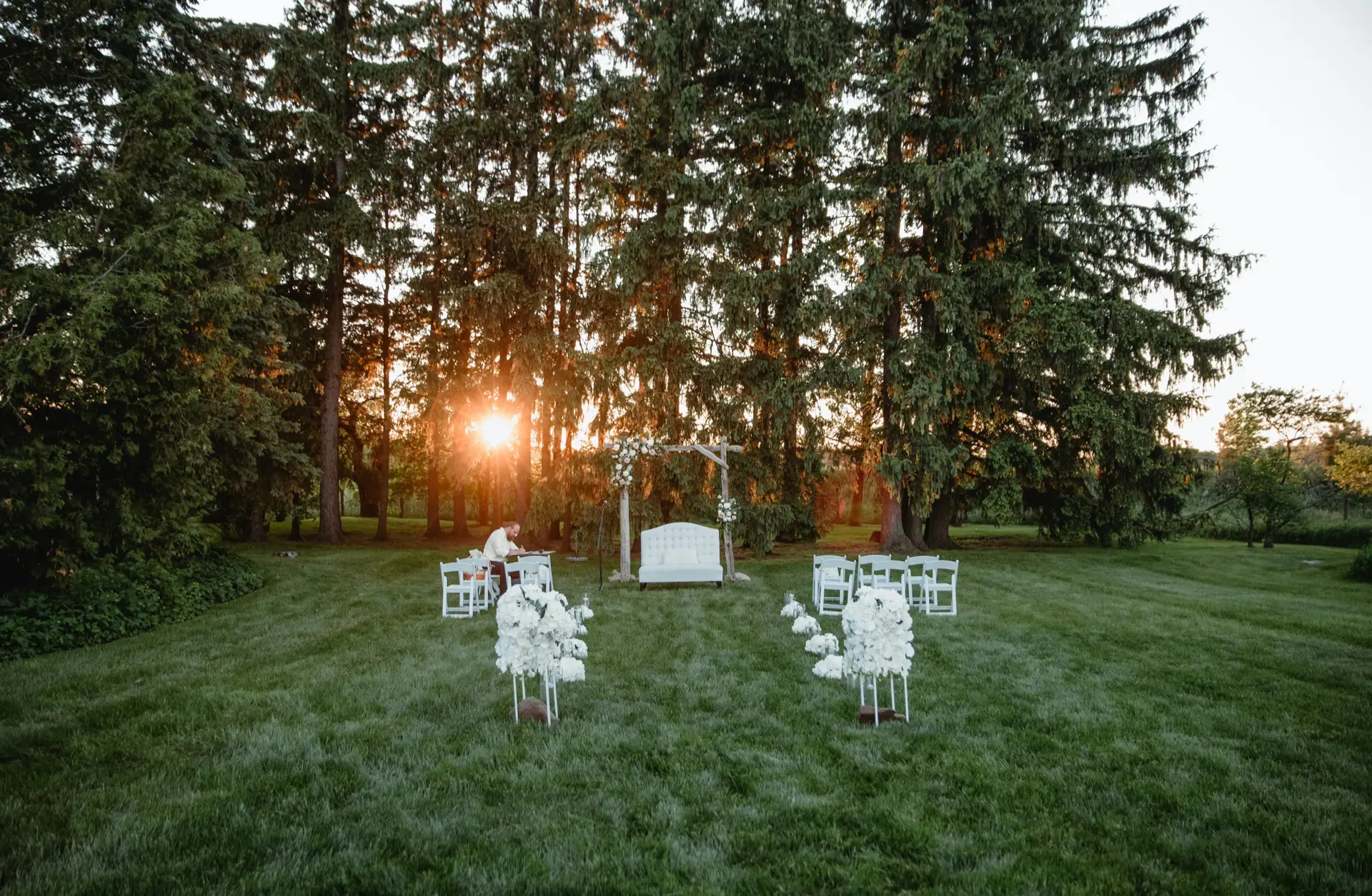 Mountain wedding venue in Colorado with professional DJ booth and dance floor setup